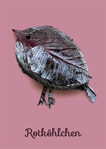 Rotköhlchen; Wortwitz; ein Vögelchen / Rotkehlchen gelegt aus Rotkohl